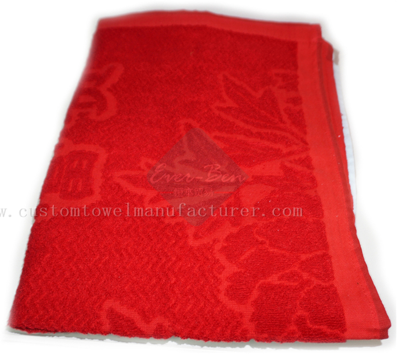 China Bulk Red Jacquard Cotton Face towel Manufacturer|Cotton Washcloth Towels Factory for Germany France UK Europe
